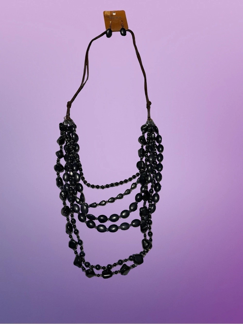 EMMA Black Layered Necklace & Earrings NWT